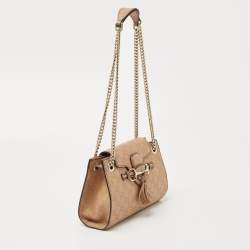 Pre Owned Gucci Beige Guccissima Leather Small Emily Chain Shoulder Bag