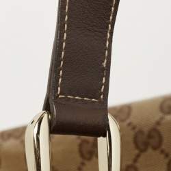 Pre Owned Gucci Beige/Brown Crystal GG Canvas and Leather Pelham Tote