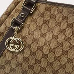 Pre Owned Gucci Beige/Brown Crystal GG Canvas and Leather Pelham Tote