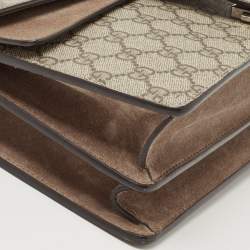Gucci Beige GG Supreme Canvas and Suede Small Dionysus Shoulder Bag