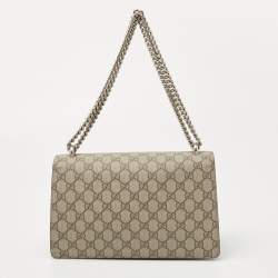 Gucci Beige GG Supreme Canvas and Suede Small Dionysus Shoulder Bag