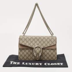 Gucci Beige GG Supreme Canvas and Suede Small Dionysus Shoulder Bag