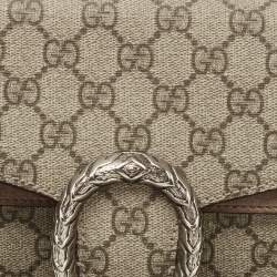 Gucci Beige GG Supreme Canvas and Suede Small Dionysus Shoulder Bag