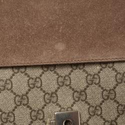 Gucci Beige GG Supreme Canvas and Suede Small Dionysus Shoulder Bag