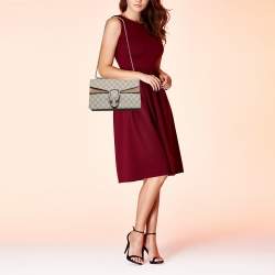 Gucci Beige GG Supreme Canvas and Suede Small Dionysus Shoulder Bag
