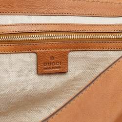 Pre Owned Gucci Camel Pebbled Leather Marrakech Clutch