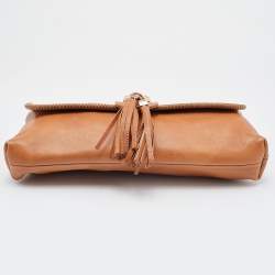 Pre Owned Gucci Camel Pebbled Leather Marrakech Clutch