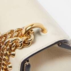 Gucci Beige/Off White GG Supreme Canvas and Leather Small Pearl Embellished Padlock Shoulder Bag