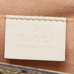 Gucci Beige/Off White GG Supreme Canvas and Leather Small Pearl Embellished Padlock Shoulder Bag