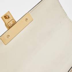Gucci Beige/Off White GG Supreme Canvas and Leather Small Pearl Embellished Padlock Shoulder Bag