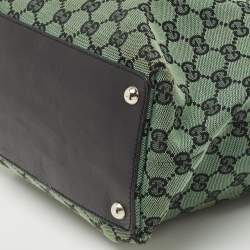 Pre Owned Gucci Green GG Canvas and Leather Tote