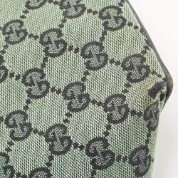 Pre Owned Gucci Green GG Canvas and Leather Tote