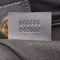 Pre Owned Gucci Black Floral Print Suede Stirrup Tote