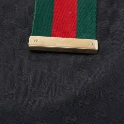 Pre Owned Gucci Black GG Canvas Medium New Ladies Web Tote