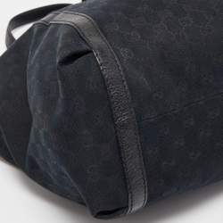 Pre Owned Gucci Black GG Canvas Medium New Ladies Web Tote