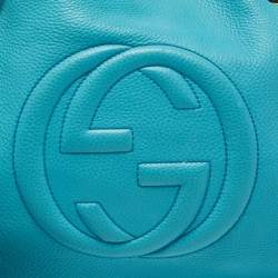 Pre Owned Gucci Blue Leather Medium Chain Soho Shoulder Bag