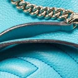 Pre Owned Gucci Blue Leather Medium Chain Soho Shoulder Bag