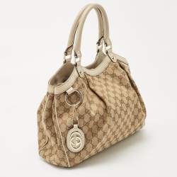 مملوكة مسبقًا Gucci Beige GG Canvas and Leather Medium Sukey Tote