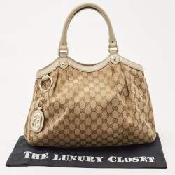 مملوكة مسبقًا Gucci Beige GG Canvas and Leather Medium Sukey Tote