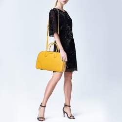 Pre Owned Gucci Yellow Diamante Leather Satchel