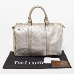 Pre Owned Gucci Silver GG Supreme Canvas Medium Joy Boston Bag