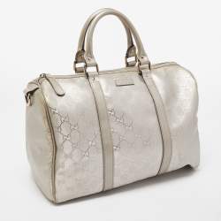 Pre Owned Gucci Silver GG Supreme Canvas Medium Joy Boston Bag