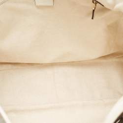 Pre Owned Gucci White Leather Blue Web Hobo