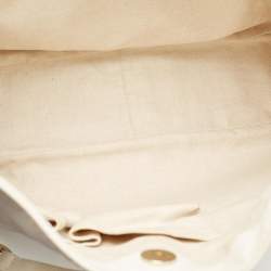 Pre Owned Gucci White Leather Blue Web Hobo