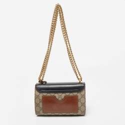 Gucci Black/Beige GG Supreme Canvas and Leather Small Padlock Shoulder Bag