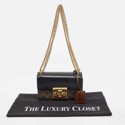 Gucci Black/Beige GG Supreme Canvas and Leather Small Padlock Shoulder Bag