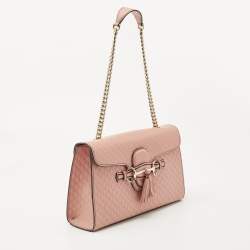 Gucci Pink Microguccissima Leather Medium Emily Chain Shoulder Bag