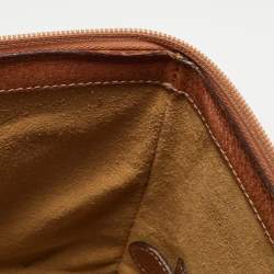 Pre Owned Gucci Brown Leather Vintage Vanity Top Handle Bag