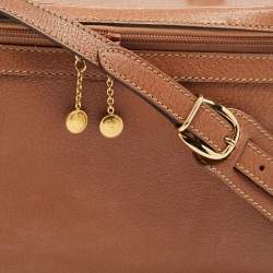 Pre Owned Gucci Brown Leather Vintage Vanity Top Handle Bag