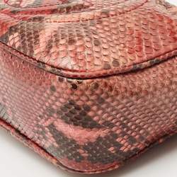 Pre Owned Gucci Red/Black Python Small Soho Disco Crossbody Bag