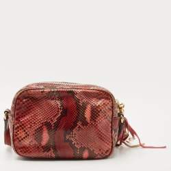 Pre Owned Gucci Red/Black Python Small Soho Disco Crossbody Bag