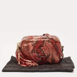 Pre Owned Gucci Red/Black Python Small Soho Disco Crossbody Bag