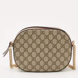 مملوكة مسبقًا Gucci Brown/Beige GG Supreme Canvas and Leather Mini Chain Bag