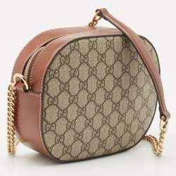 مملوكة مسبقًا Gucci Brown/Beige GG Supreme Canvas and Leather Mini Chain Bag