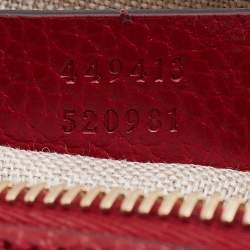 Pre Owned Gucci Beige/Red GG Canvas and Leather Bree Crossbody Bag