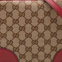 Pre Owned Gucci Beige/Red GG Canvas and Leather Bree Crossbody Bag