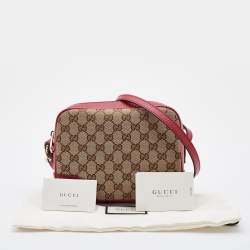 Pre Owned Gucci Beige/Red GG Canvas and Leather Bree Crossbody Bag