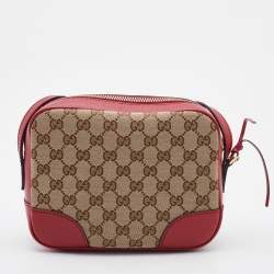 Pre Owned Gucci Beige/Red GG Canvas and Leather Bree Crossbody Bag