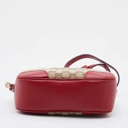 Pre Owned Gucci Beige/Red GG Canvas and Leather Bree Crossbody Bag