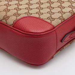Pre Owned Gucci Beige/Red GG Canvas and Leather Bree Crossbody Bag