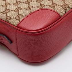 Pre Owned Gucci Beige/Red GG Canvas and Leather Bree Crossbody Bag