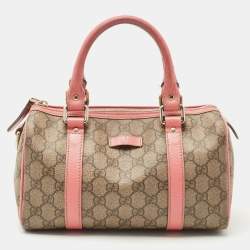GUCCI GG Embossed Duffle Bag Brown Leather Travel Carry-On Guccissima  Weekender