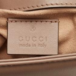 Pre Owned Gucci Beige Matelasse Leather Mini GG Marmont Top Handle Bag