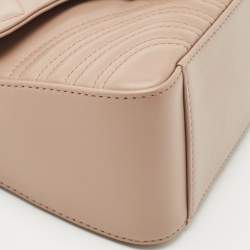 Pre Owned Gucci Beige Matelasse Leather Mini GG Marmont Top Handle Bag