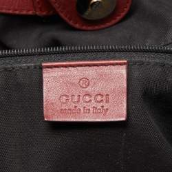 Pre Owned Gucci Red/Beige GG Canvas and Leather Medium Sukey Tote