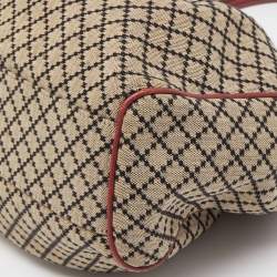 Pre Owned Gucci Red/Beige GG Canvas and Leather Medium Sukey Tote